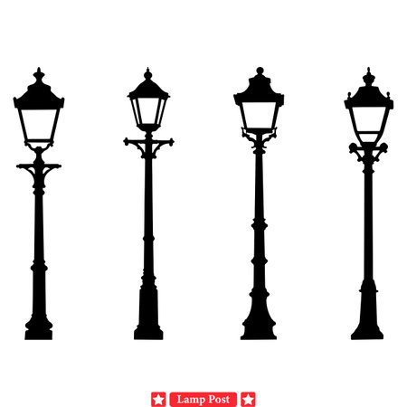 Decorative City Lamp Posts  Ornate Urban Lighting Designsのイラスト素材
