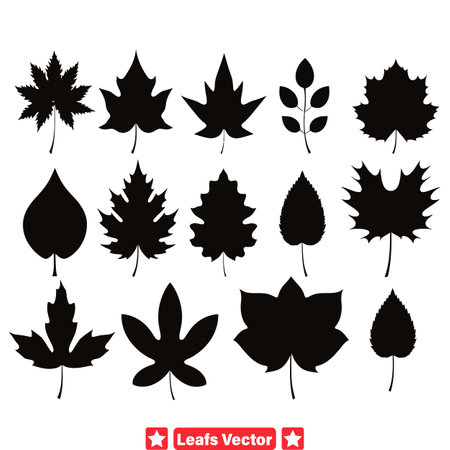 Naturescape Symphony  Evocative Leaf Silhouettesのイラスト素材
