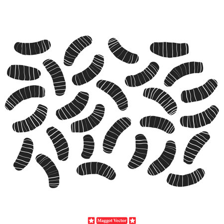Creepy Crawlies  Maggot Vector Design Elements for Spooky Artのイラスト素材