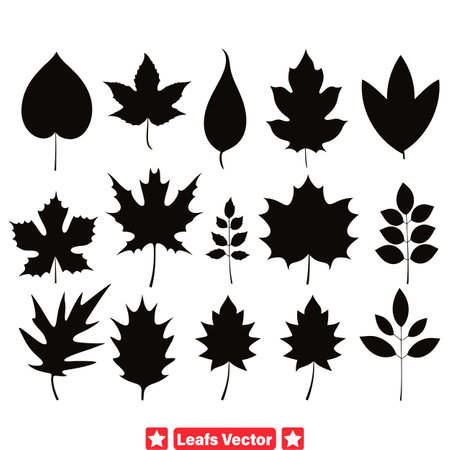 Leafy Enchantment  Mystical Vector Silhouette Setのイラスト素材