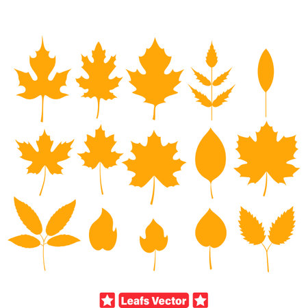 Botanical Beauty  Delicate Leaf Silhouettes in Vectorのイラスト素材