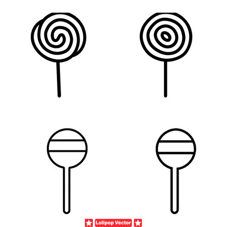 Whirlwind of Happiness  Colorful Lollipop Silhouette Set for Vibrant Artのイラスト素材