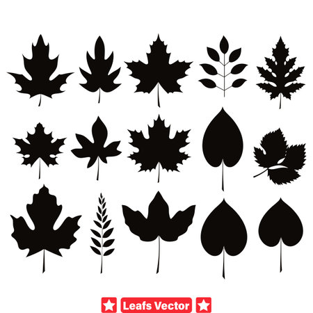 Whispering Woods  Enigmatic Leaf Vector Silhouettesのイラスト素材