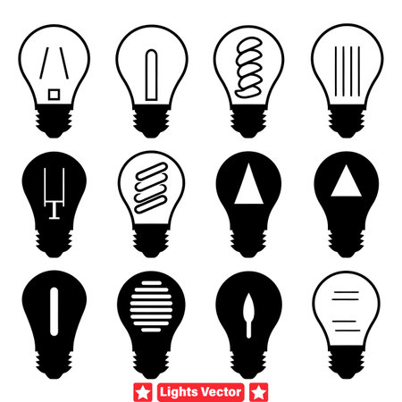 Glowing Treasures  Discover a Trove of Lights Vector Silhouettes for Your Projectsのイラスト素材