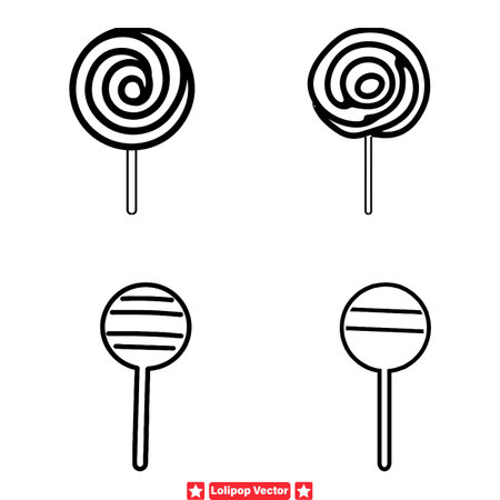 Sugar High Creations  Joyful Lollipop Vector Silhouettes for Artworkのイラスト素材