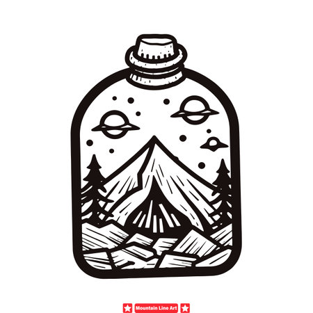 Wilderness Wonder  Sleek Line Art Silhouette Vector Perfect for Nature themed Decorのイラスト素材