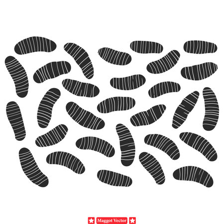 Wriggling Wonders  Maggot Silhouette Illustration Collectionのイラスト素材
