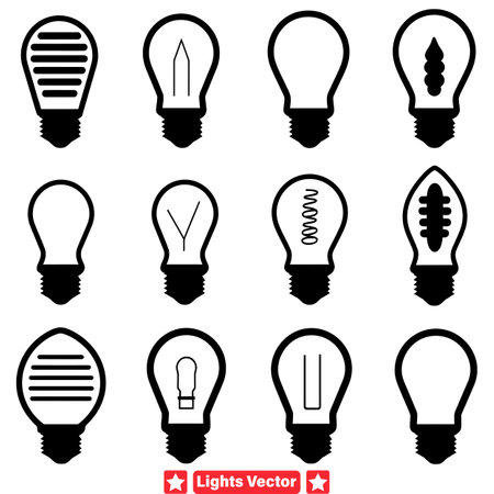 Ethereal Radiance  Dreamy Lights Vector Silhouettes for Whimsical Designsのイラスト素材