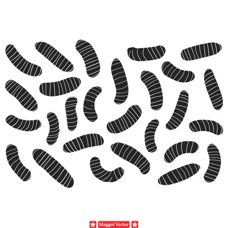 Wriggling Wonders  Maggot Silhouette Pack for Horror Themesのイラスト素材