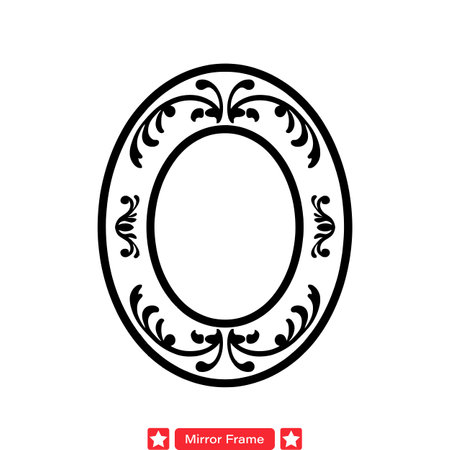 Nature Inspired Mirror Frame Vector Set  Organic Silhouettes for Earthy Interior Themesのイラスト素材