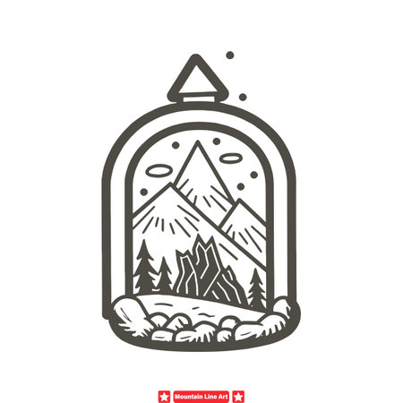 Summit Serenade  Elegant Line Art Silhouette Vector for Nature inspired Artのイラスト素材