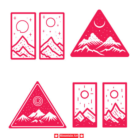 Alpine Ambiance  Expressive Mountain Landscape Vectors for Artistic Expressionのイラスト素材