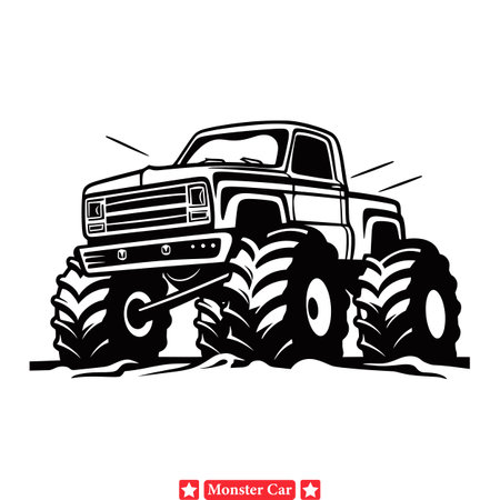 Conquer the Unknown  Monster Truck Silhouette for Off Road Explorationのイラスト素材