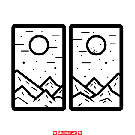 Summit Serenade  Enchanting Mountain Silhouette Vectors   Perfect for Artistic Endeavorsのイラスト素材