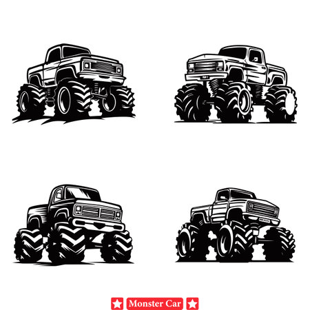 Wild Ride Ahead  Monster Truck Silhouette Design for Thrill Seekersのイラスト素材