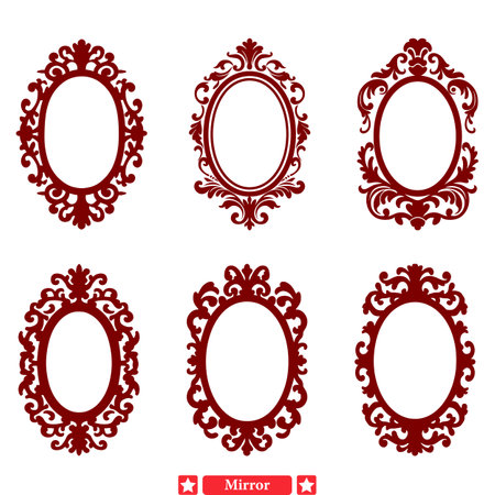 Mirrored Delights  Charming Vector Silhouettes for Joyful Designsのイラスト素材