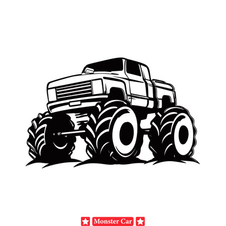 Off Road Fury  Monster Car Vector Silhouette for Heart Pounding Escapesのイラスト素材