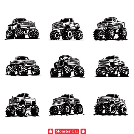 Off Road Titan  Monster Car Vector Silhouette for Ultimate Adventureのイラスト素材