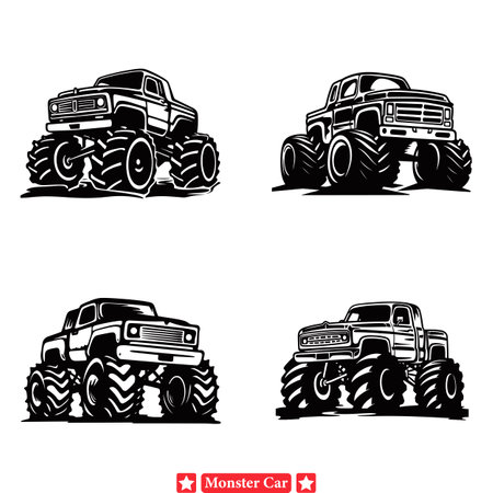 Monster on Wheels  Intense Vector Graphic for Extreme Driving Enthusiastsのイラスト素材