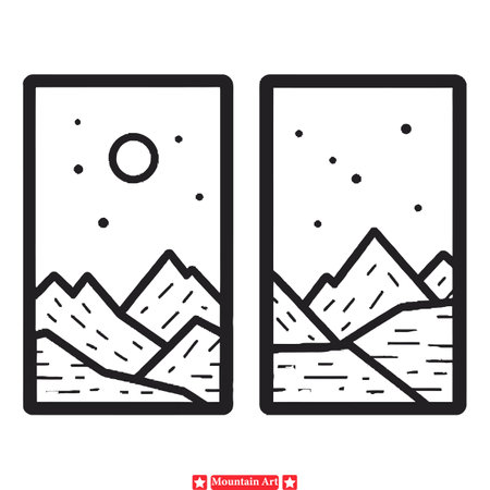 Wilderness Wonders  Dynamic Mountain Range Illustrations   Perfect for Creative Projectsのイラスト素材