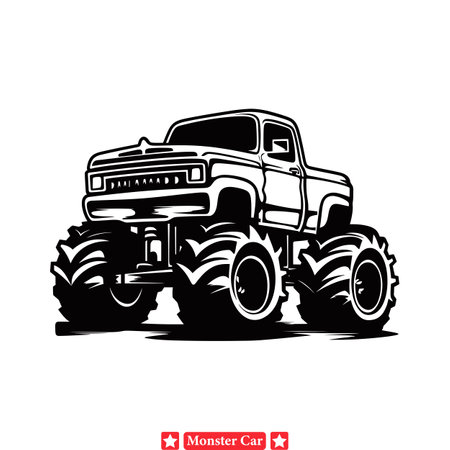 Adrenaline Rush  Powerful Monster Car Vector Illustration for Daredevilsのイラスト素材