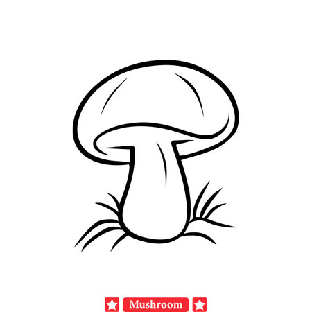 Enigmatic Woods  Intricate Mushroom Silhouettes to Ignite Your Imaginationのイラスト素材