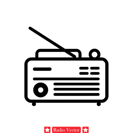 Radio Tuner Silhouette Graphics  Classic Radio Icons in Various Designs, Suitable for Graphic Design and Vintage Art Projectsのイラスト素材