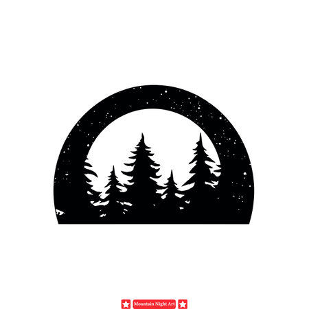 Lunar Landscape  Vector Silhouette of Mountains under Starsのイラスト素材