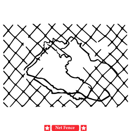 Artful Mesh  Elegant Net Fence Vector Set for Creative Explorationのイラスト素材