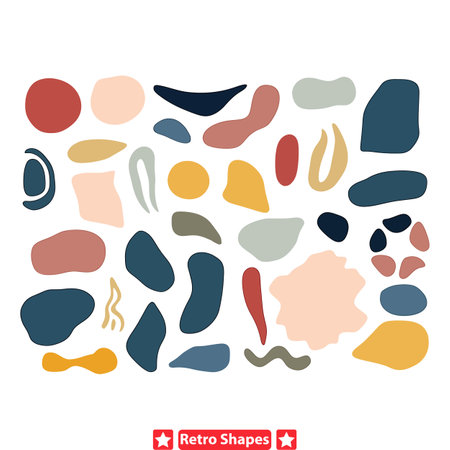 Back to the Future  Retro Color Blob Vector Pack for Modern Designsのイラスト素材