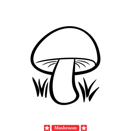 Mystical Mushroom Masterpiece  Detailed Vector Silhouettes for Artistic Marvelsのイラスト素材