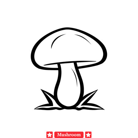 Wonderland Whispers  Captivating Mushroom Vector Set for Artistic Adventuresのイラスト素材