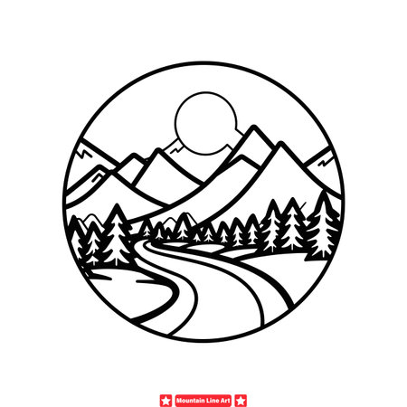 Wilderness Wonderland  Dynamic Line Art Silhouette Vector for Nature Enthusiastsのイラスト素材