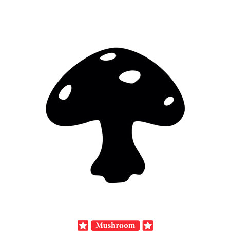 Dreamy Woodland Delights  Enchanting Mushroom Silhouettes for Visual Poetryのイラスト素材