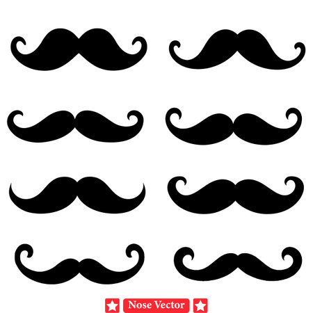 Iconic Adornments  Mustache Vector Set   Recognizable and Distinctive Silhouettes for Memorable Designsのイラスト素材