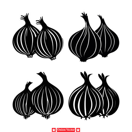 Trendy Onion Vector Sketches  Contemporary Graphics for Vegan Cookbooks, Cooking Shows, and Plant Based Meal Plansのイラスト素材