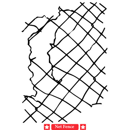 Contours of Creativity  Stylish Net Fence Vector Silhouettes for Designのイラスト素材