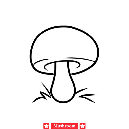 Fantasy Forest Flourish  Whimsical Mushroom Silhouettes for Creative Enchantmentのイラスト素材