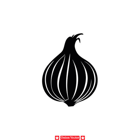 Botanical Onion Silhouette Art  Nature Inspired Illustrations for Culinary Posters, Healthy Eating Guides, and Recipe Cardsのイラスト素材