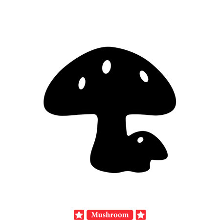 Enchanted Woodscape  Whimsical Mushroom Silhouettes for Artistic Wanderlustのイラスト素材