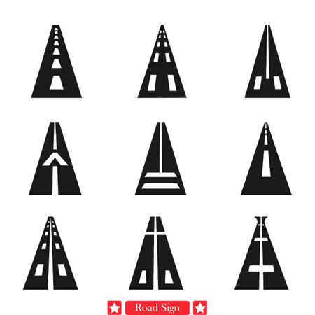 Roadway Essentials  Modern Road Sign Vector Silhouettes for Designsのイラスト素材