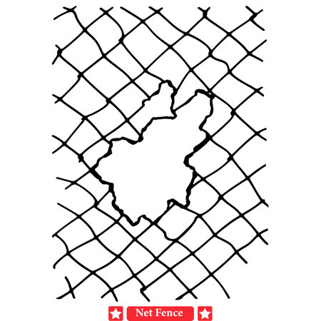 Boundless Imagination  Dynamic Net Fence Vector Silhouettes for Designersのイラスト素材