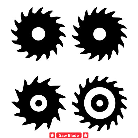 Sharp Circular Saw Blade Icons  Precision Crafted Vector Silhouettes for Toolkits and Equipment Catalogsのイラスト素材