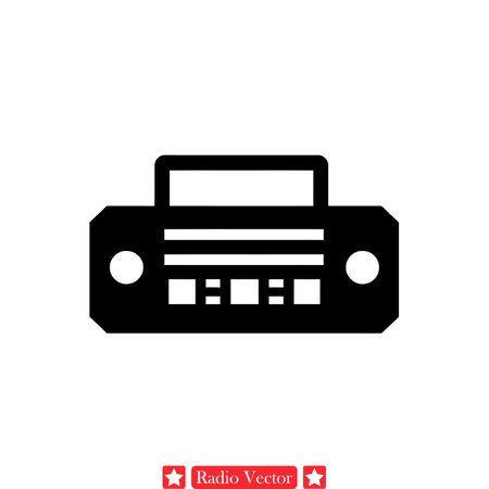 Wireless Radio Receiver Bundle  Vintage Styled Radio Set Icons, Perfect for Retro Themed Art and Vintage Decorationsのイラスト素材