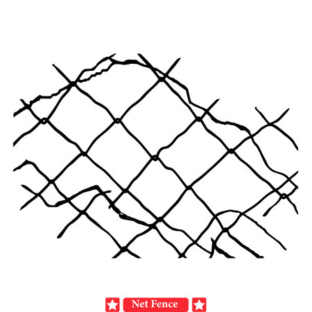 Artistic Enclosures  Modern Net Fence Vector Silhouette Collection for Designのイラスト素材
