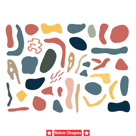 Vintage Color Splash  Retro Blob Silhouettes for Whimsical Artistryのイラスト素材