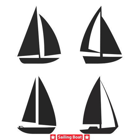 Timeless Maritime Beauty  Vector Graphics Set Featuring Silhouettes of Sailing Vesselsのイラスト素材