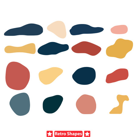 Timeless Retro Chic  Colorful Blob Silhouettes with Vintage Appealのイラスト素材