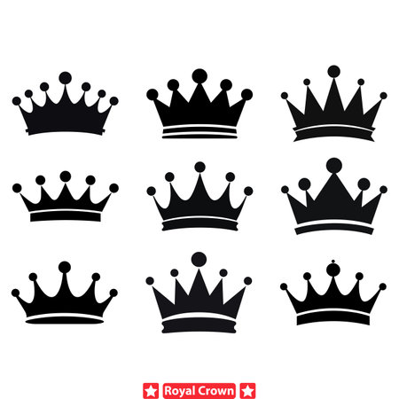 Emblem of Nobility  Intricately Crafted Royal Crown Vector Silhouettes for Grandeur Designsのイラスト素材