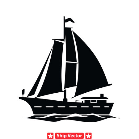 Voyage of Discovery  Inspirational Ship Silhouettes Encouraging Exploration and Curiosityのイラスト素材